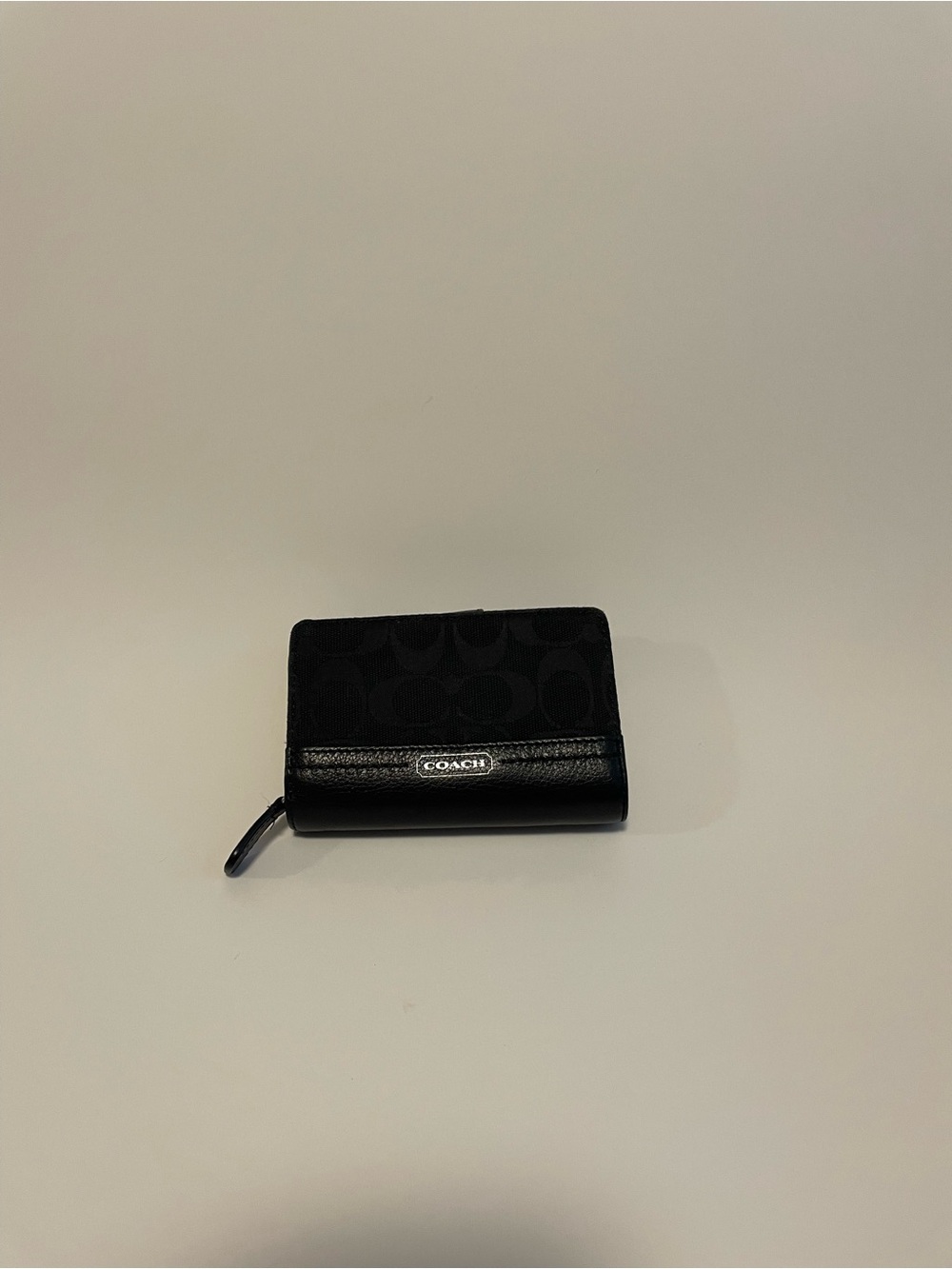 Coach Black Signature Zip-Around Wallet